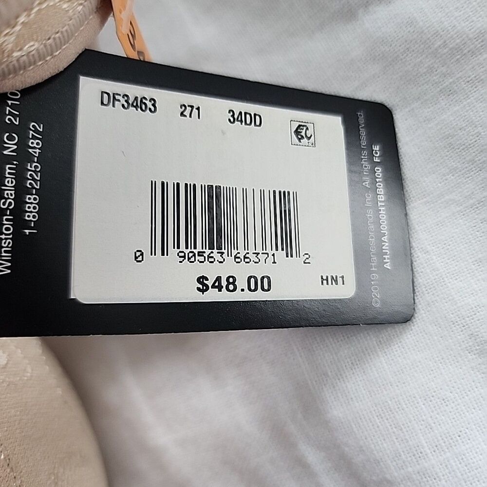 Bali Bra 34DD Cool Comfort Wireless 3463 Stretch Padded Beige Adjustable NWT - Picture 3 of 5